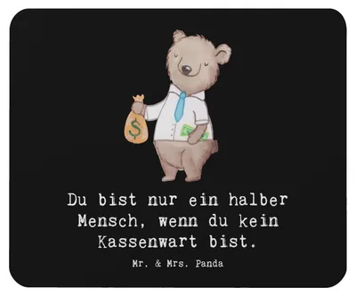 Produktbild von Mr. & Mrs. Panda Mouse Pad Kassenwart Herz - Schwarz - Geschenk, Verein, computer mauspad, Spruch, Lustig, Mousepad, mousematte, Witzig, laptop