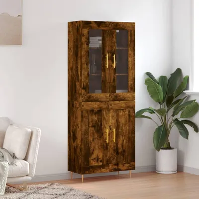 Productafbeelding van vidaXL Hoge kast, gerookt eikenfineer, 69,5 x 34 x 180 cm, houtvezelplaat