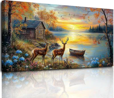 Productafbeelding van Overig: Canvas schilderij voor de woonkamer, groot, 73 x 146 cm, modern schilderij, afbeelding van een elandrivier, prints, wanddecoratie, geschikt voor slaapkamer en kantoor