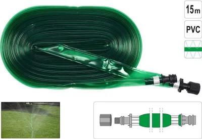Produktbild von Schlauchregner 15m Sprühschlauch Bewässerungsschlauch flach Gartenschlauch