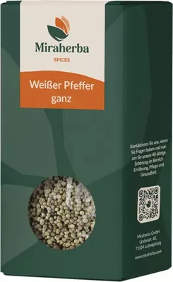 Produktbild von Miraherba -  Pfeffer weiß ganz - 100g