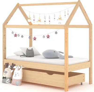 Produktbild von The Living Store Kinderbett mit Schublade Massivholz Kiefer 70x140 cm