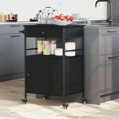 Produktbild von Küchentrolley Schwarz Eichen-Optik 56 x 43 x 89.5 cm Model871668
