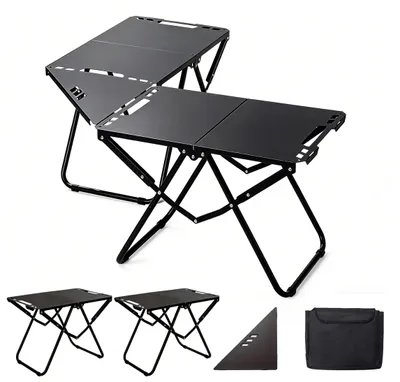 Produktbild von Outdoor Campingtisch - Klappbarer Tisch - Tragbar - Holzgestell - Grilltisch für Camping - Gartentisch
