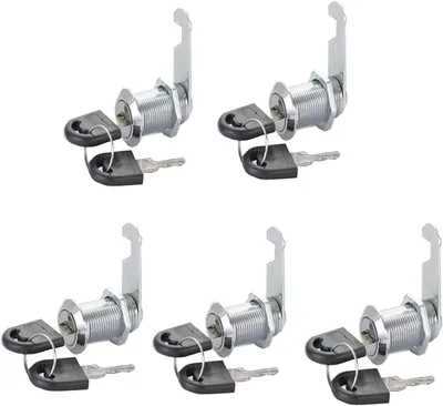 Imagen del producto de Cerradura de seguridad tipo "Ladeschloss", juego de 5 unidades, con 2 llaves, para muebles y oficinas