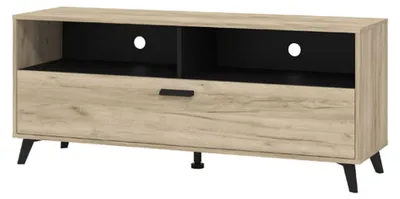 Produktbild von Platania - TV-Möbel, 138x40x58h cm Braun Eiche Grau, 3 Ablagen