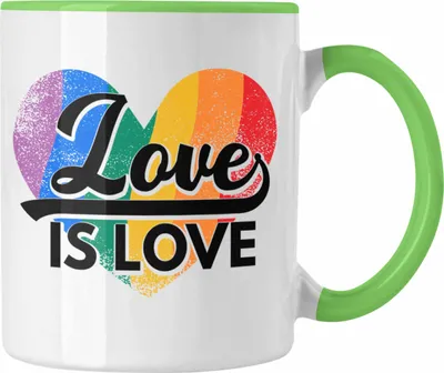 Produktbild von Trendation - LGBT Tasse Geschenk für Schwule Lesben Transgender Regenbogen Lustige Grafik Regenbogen Love Is Love (Grün)