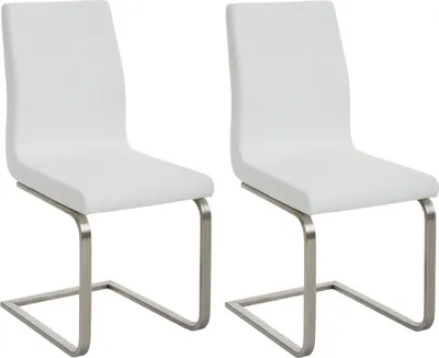 Produktbild von CLP 2er Set Esszimmerstühle Belfort mit robustem Edelstahlgestell, Farbe: weiß