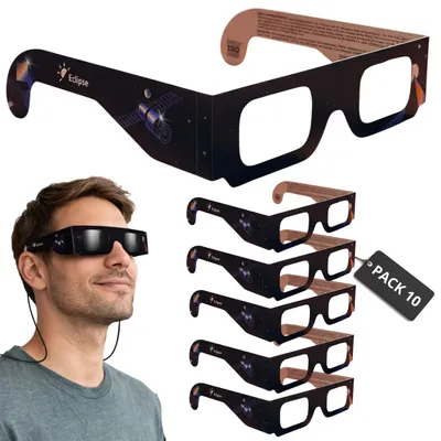 Image de Lunettes de soleil, lot de 10, es ISO 12312-2, conformes à la norme CE, pour l'observation du soleil