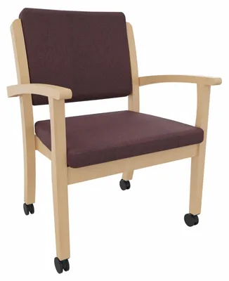 Productafbeelding van Zware belasting stoel Alexander XXL op wielen – Stabiele stoel met armleuningen, geschikt voor mensen met overgewicht tot 250 kg. Bekleding: Stof Kariba bordeaux, Zit hoogte: 52,5 cm