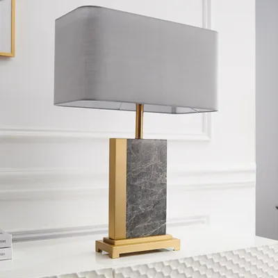 Produktbild von riess-ambiente Design Tischlampe ELEGANCIA 65cm gold grau Stoffschirm Marmor Tischleuchte Lampe Leuchte Nachttischlampe