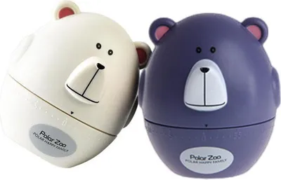Imagen del producto de Temporizador de diseño con forma de oso, para cocina. Temporizador mecánico con cuerda, hasta 60 minutos. Alarma mecánica. Color: morado