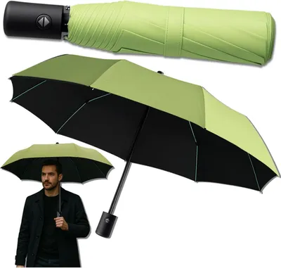 Obrázok produktu pre EDIBAZZAR | Automatický vreckový dáždnik GREEN ANTI-UV Automatický dáždnik