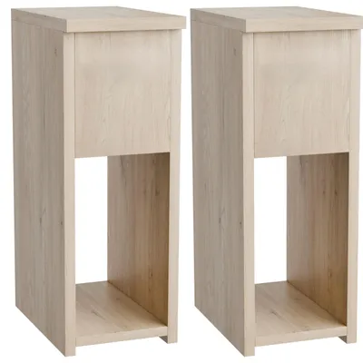 Produktbild von Nachttisch Beistelltisch schmal - 2er Set - Torro Eiche - mit Schublade und Ablage - 20x30x55 cm