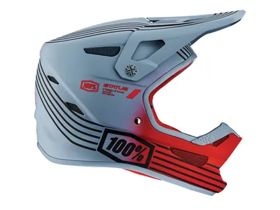 Produktbild von 100% Status Stripes Jugend Downhill Helm, grau/rot, Y/S (47/48)