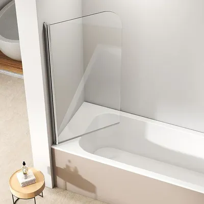 Productafbeelding van Douchewand voor bad, 90x140 cm, douchewand voor badkuip, inklapbare douchewand voor bad, doucheafscheiding voor badkuip, 6 mm nano-coating, veiligheidsglas, badkuipafscheiding