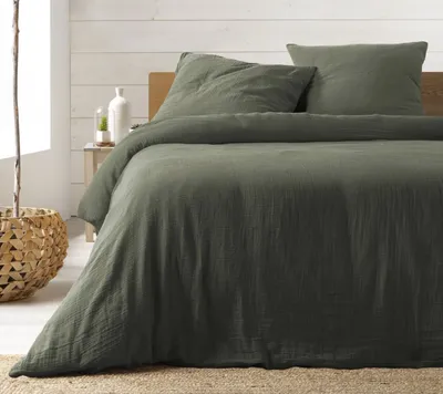 Immagine prodotto di Set di biancheria da letto in garza di cotone verde, 240 x 220 cm