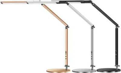 Produktbild von Stmívatelná stolní lampa LED Stolní skládací lampa s kovovým výkyvným ramenem a 3 úrovněmi osvětlení - zlatá