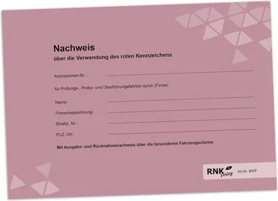 Image de RNK Verlag Carnet de preuves pour plaques rouges DIN A5 horizontal