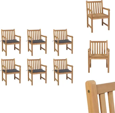 Produktbild von vidaXL Gartenstühle 6 Stk. mit Anthrazit Kissen Massivholz Teak -  Gartenstühle
