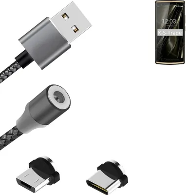 Produktbild von K-S-Trade Hochwertiges Magnet-Lade-kabel Sync-Kabel Daten-Kabel für Oukitel K7 Pro mit USB-Typ-C-Anschluss und Micro-USB-Anschluss 2A bis zu 480mbps