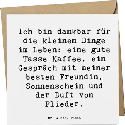 Produktbild von Mr. & Mrs. Panda Grußkarte Spruch Dankbarkeit für kleine Dinge - Weiß - Geschenk, Motivation, anlasskarte, Klappkarte, Gefühl, Glückwunschkarte, Gefühle, einfache