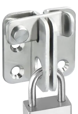 Produktbild von Türschloss aus Edelstahl, klein abschließbar mit Vorhängeschlossloch, für Tore, Fenster, Zäune, links anschlagend, EMS3001