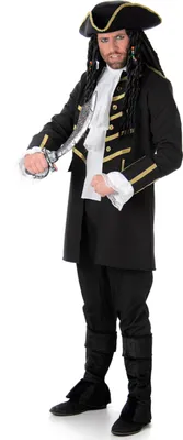 Produktbild von Eleganter Pirat Kostüm-Set schwarz-gold - M
