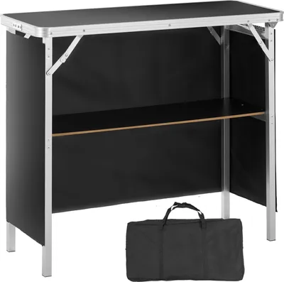 Immagine prodotto di Bancone espositivo portatile Bancone espositivo, 975 x 385 x 870 mm Bancone espositivo Bancone espositivo, Tavolo promozionale pieghevole Bancone promozionale, Reception con ripiano, Borsa di trasporto, Nero