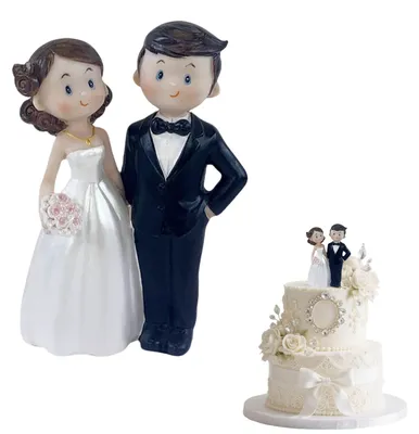 Produktbild von Tortenfigur Brautpaar - Dekorative Tortenaufsatz-Figur - Tortendeko für Hochzeitstorten - 12 cm x 6,5 cm
