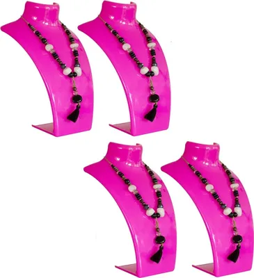 Produktbild von 4er Set - Schmuck Display Büste, Halsketten Halter, Schmuckständer aus Kunststoff, Ohrring Halter, Schmuckhalter, Kettenhalter für Juweliere - Ladengeschäfte, Ausstellungsständer - Rose