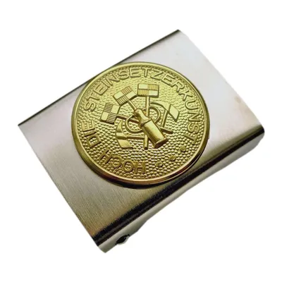 Produktbild von Koppelschloss Steinsetzer und Pflasterer Handwerk und Zunft – silbern/golden - für Geselle - für 4,5 cm breite Koppelgürtel