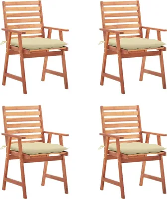 Produktbild von BEI CLORIS Garten-Essstühle 4er-set  mit Kissen Massivholz Akazie - Gartenstühle 2026Neu3121860