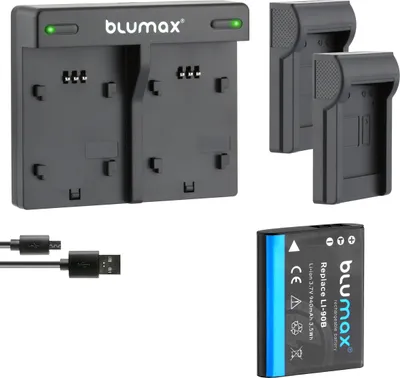 Produktbild von 1x Akku + Lader für Olympus Li-90B  Li92b  TG-3, TG-4, TG-5, TG-6  940 mAh