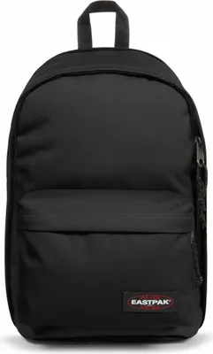 A black Eastpak backpack is shown against a white background.