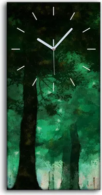 Produktbild von Wanduhr Uhr Wandbild Leinwand Geräuschlos Kunstdruck 30x60 Ölgemälde Wald Bäume - weiße Hände