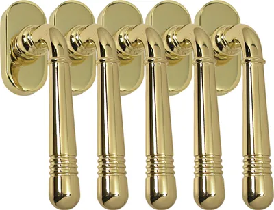 Produktbild von Fenstergriff Set 5 x FG Helena 1674 Messing poliert PVD Rasterolive Fensterbeschlag