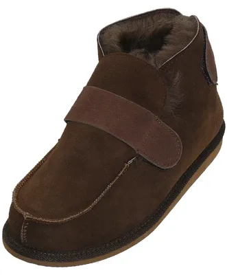 Produktbild von Extra dicke Lammfell Schuhe mit Klettverschluss geschlossen
