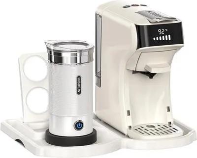 Obrázok produktu pre Ariqo kávovar - Kávovar s napeňovačom mlieka - Kapsule - 6 v 1 - Espresso kávovar - Horúci a studený - Béžový