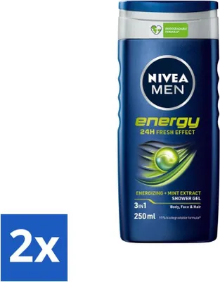 Produktbild von Nivea Men Energy Duschgel - Langanhaltendes Frischegefühl - 250 ml - Vorteilspack - 2 Stücke