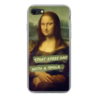 Produktbild von MuchoWow® Handyhülle Schutzhülle Hülle für iPhone 7 Mona Lisa - Zitat - Da Vinci Silikon Softcase Handy Hülle - Kartenhalter