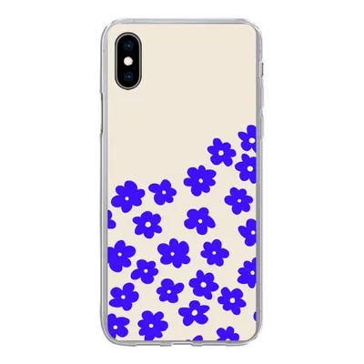 Produktbild von MuchoWow® Handyhülle Schutzhülle Hülle für iPhone Xs Blume - Blau - Muster Silikon Softcase Handy Hülle - Handytasche