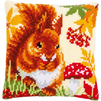 Produktbild von Vervaco PN-0197334 Kreuzstichkissenpackung Eichhörnchen im Herbst