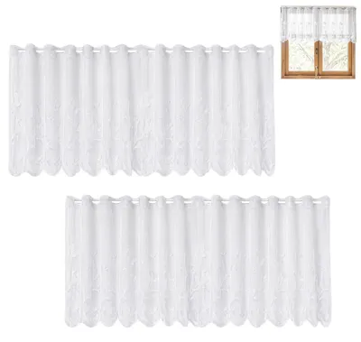 Kurzvorhang 2er-Set 130x45 cm Polyester Weiß