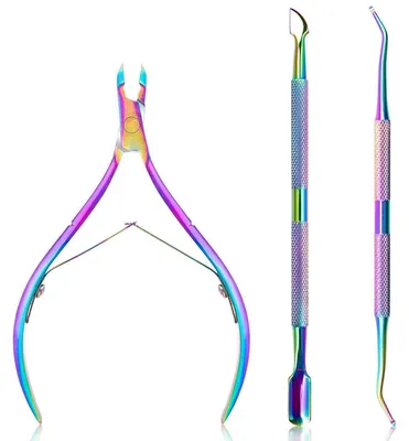 Immagine prodotto di Set di 3 spingicuticole in acciaio inossidabile, per la rimozione delle cuticole, disponibile in diversi colori