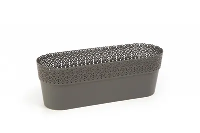 Obrázek produktu pro Plastový květináč krajka Bella, oválný 380x129 mm, antracit