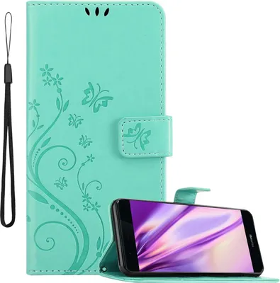 Obrázek produktu pro Cadorabo Pouzdro pro Huawei P9 Ochranný kryt v tyrkysové barvě Pouzdro na mobil Flowers Flower