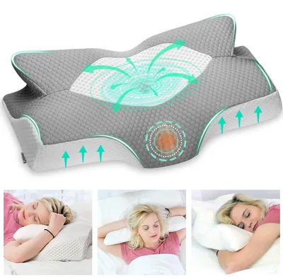 Immagine prodotto di Cuscino cervicale - Memory foam - Ergonomico - Grigio - 64 x 33 cm