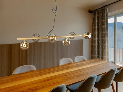 Produktbild von Balken Pendelleuchte Neptun Messing 6 flammig