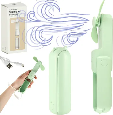 Image de Mini ventilateur à main pliable USB vert